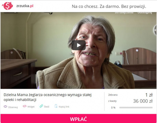 Dzielna Mama żeglarza oceanicznego wymaga stałej opieki i rehab