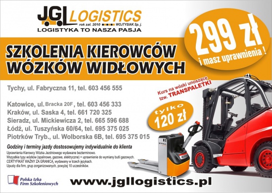 Szkolenia na wózki widłowe - Tychy, Sosnowiec, Katowice