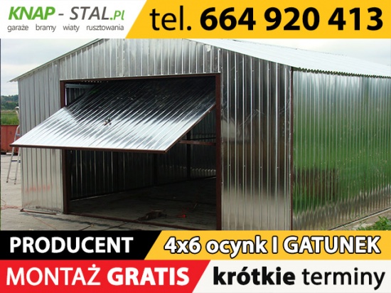 Garaże blaszane, blaszaki, garaż 4x6 ocynk profil zamknięty 
