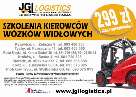 KURS wózki widłowe - szkolenia Katowice 299 zł