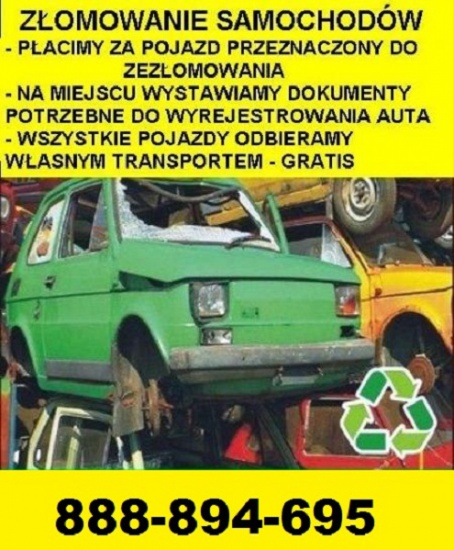 SKUP ZŁOMOWANIE KASACJA WYREJESTROWYWANIE SAMOCHODÓW